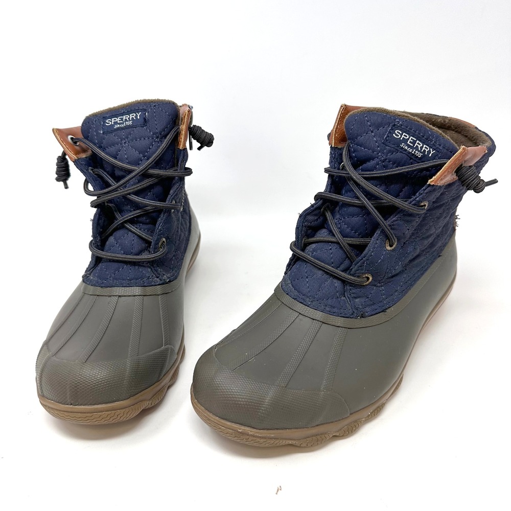 Sperry Saltwater Quilted Duck Boot Navy Size‎ 7